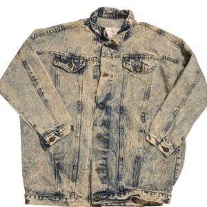Vintage Acid Wash Denim Jacket The Clothing Academy Size Large Button Front